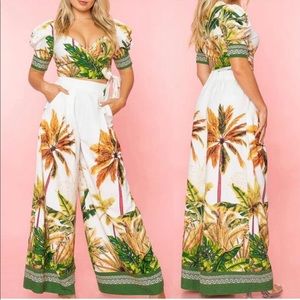 Tropical print pant sets